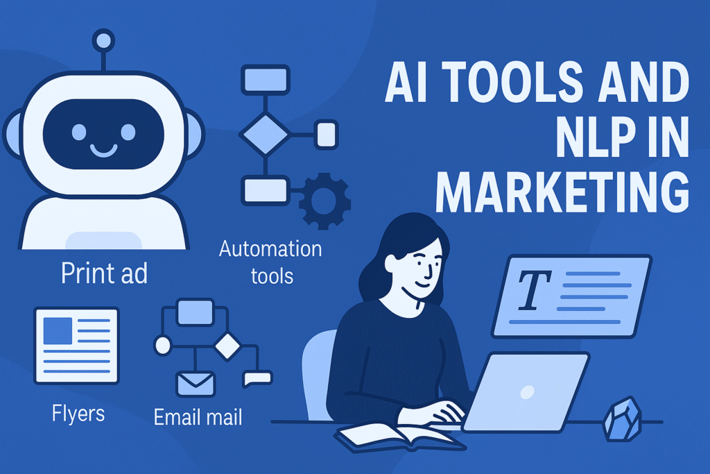 “Illustration of AI tools and NLP in marketing