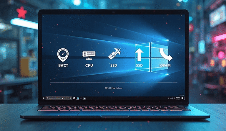Fast and optimized Windows 11 laptop with performance boost icons showing ways to speed up Windows 11 instantly