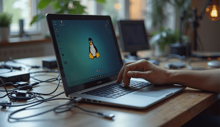 Installing Linux on an old laptop using USB drive – step-by-step visual.