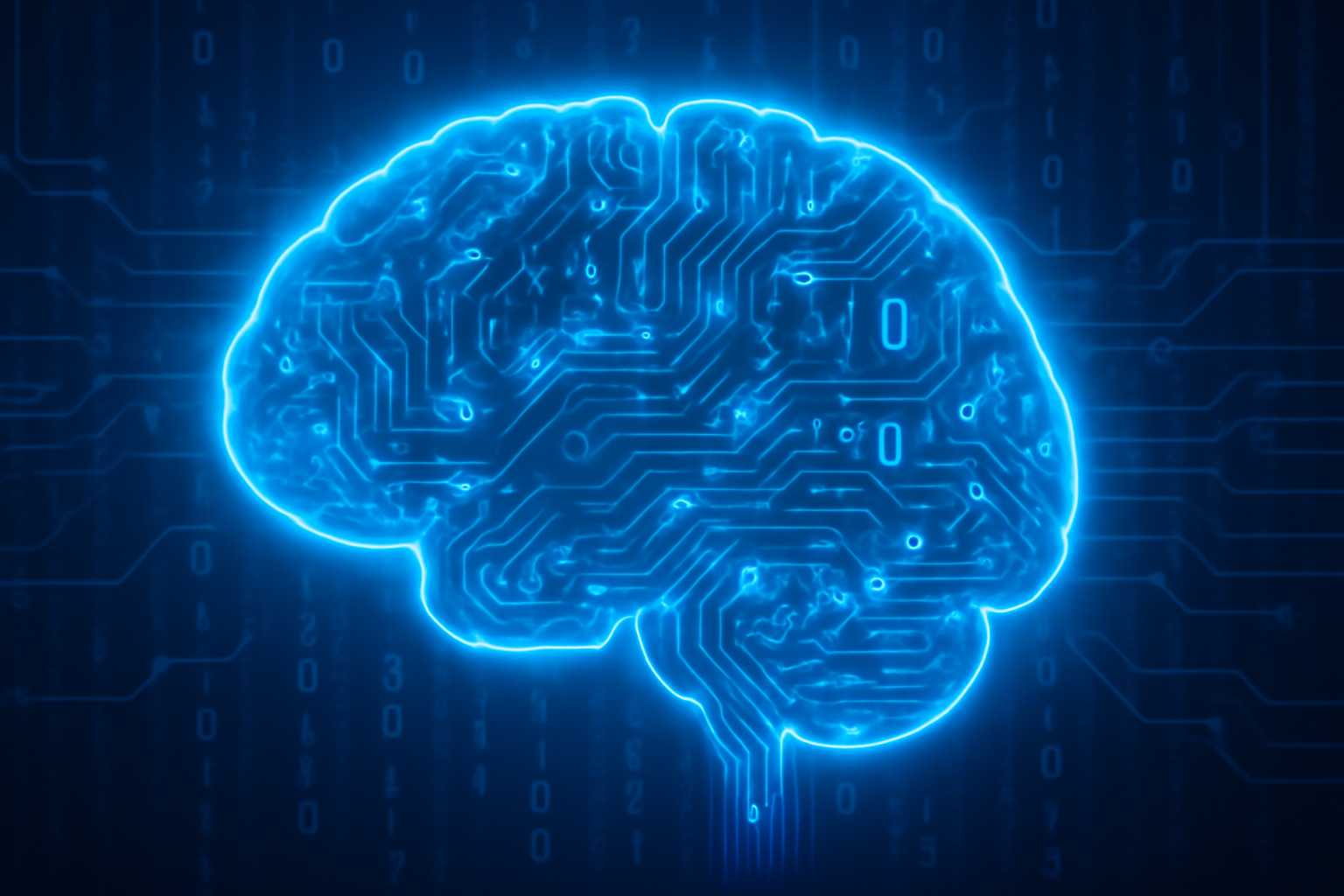 Visual concept of artificial intelligence brain processing data with smart algorithms.