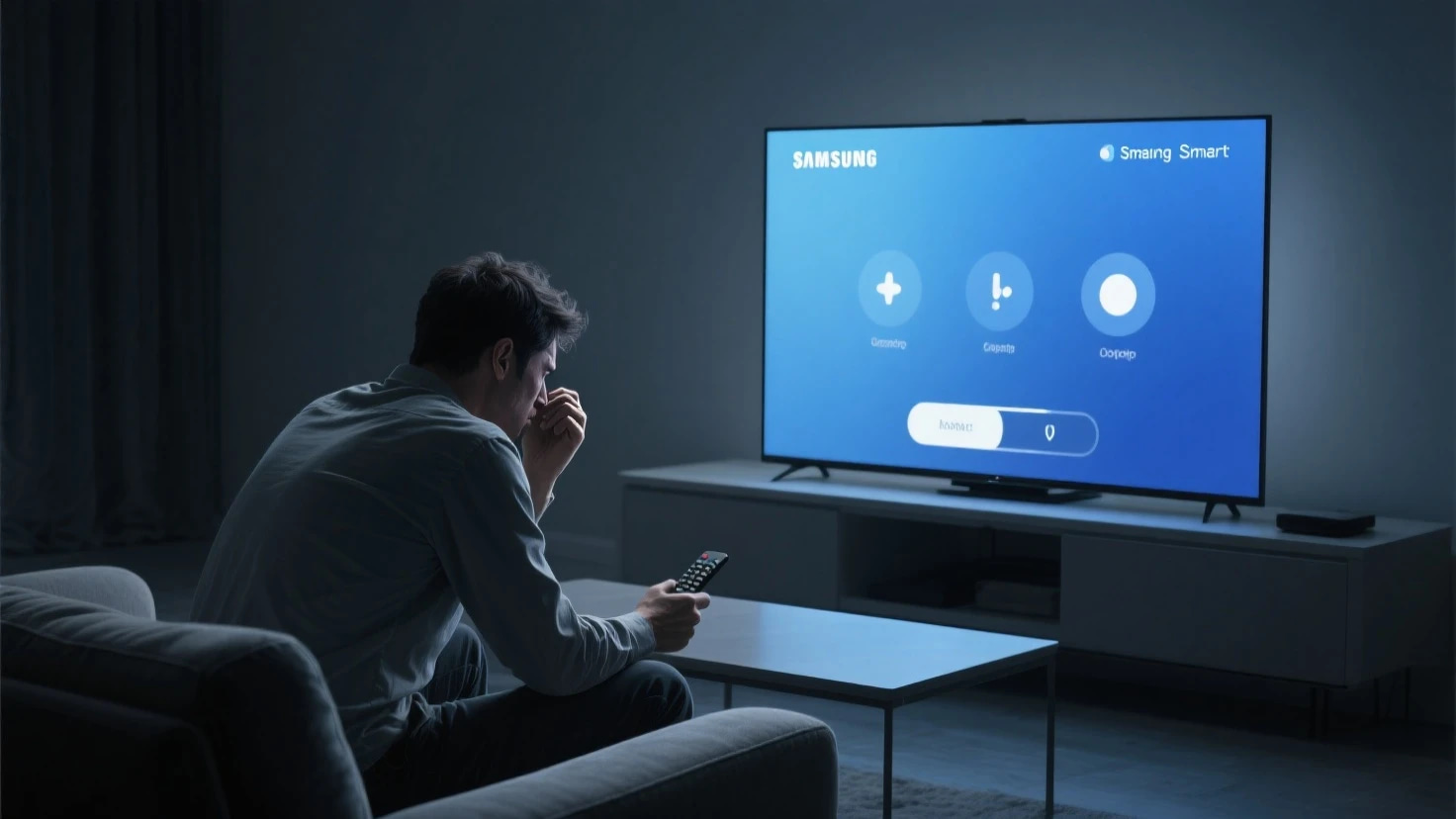 Samsung Smart TV showing app loading error while user attempts to fix it during outage in August 2025